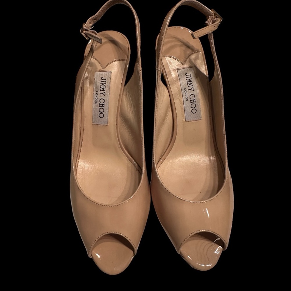 JIMMY CHOO NUDE PEEP TOE SLING BACKS SIZE 40